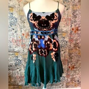 FREE PEOPLE Boho Flowy Multi Colored Strappy-back Dress. Size XS.